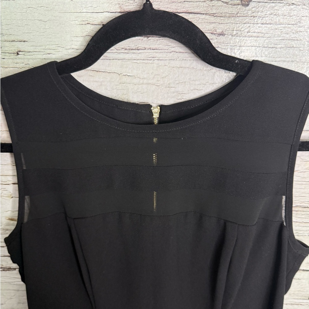 Ivanka Trump Black Midi Dress striped sheer size 4 - Picture 3 of 7